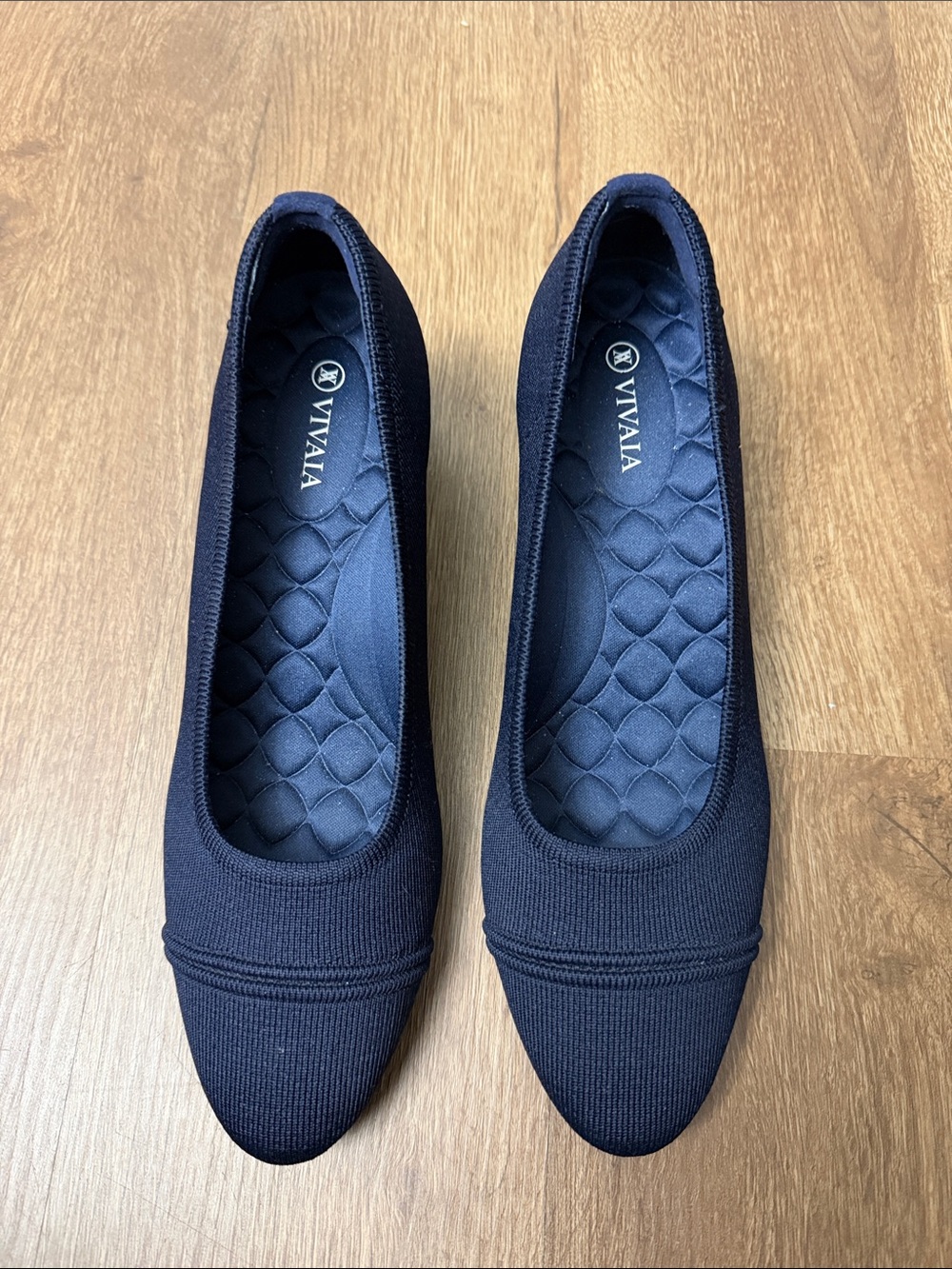 VIVAIA Julie Pro knit block heel pumps Women's Navy Comfort Ballet Flats 42